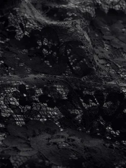 Next Noir - Jupe mi-longue en satin bordée de dentelle Discount