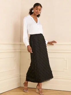 Love & Roses Noir - Jupe mi-longue 3D fleurie Sale