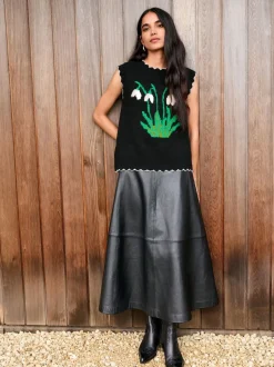 Next Noir - Jupe N. Premium en cuir véritable New