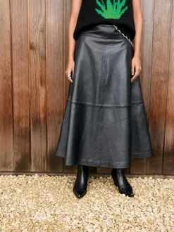 Next Noir - Jupe N. Premium en cuir véritable New