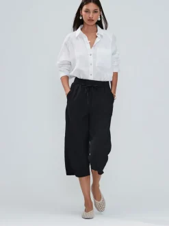 Next Noir - Jupes-culottes en lin mélangé à taille nouée Outlet