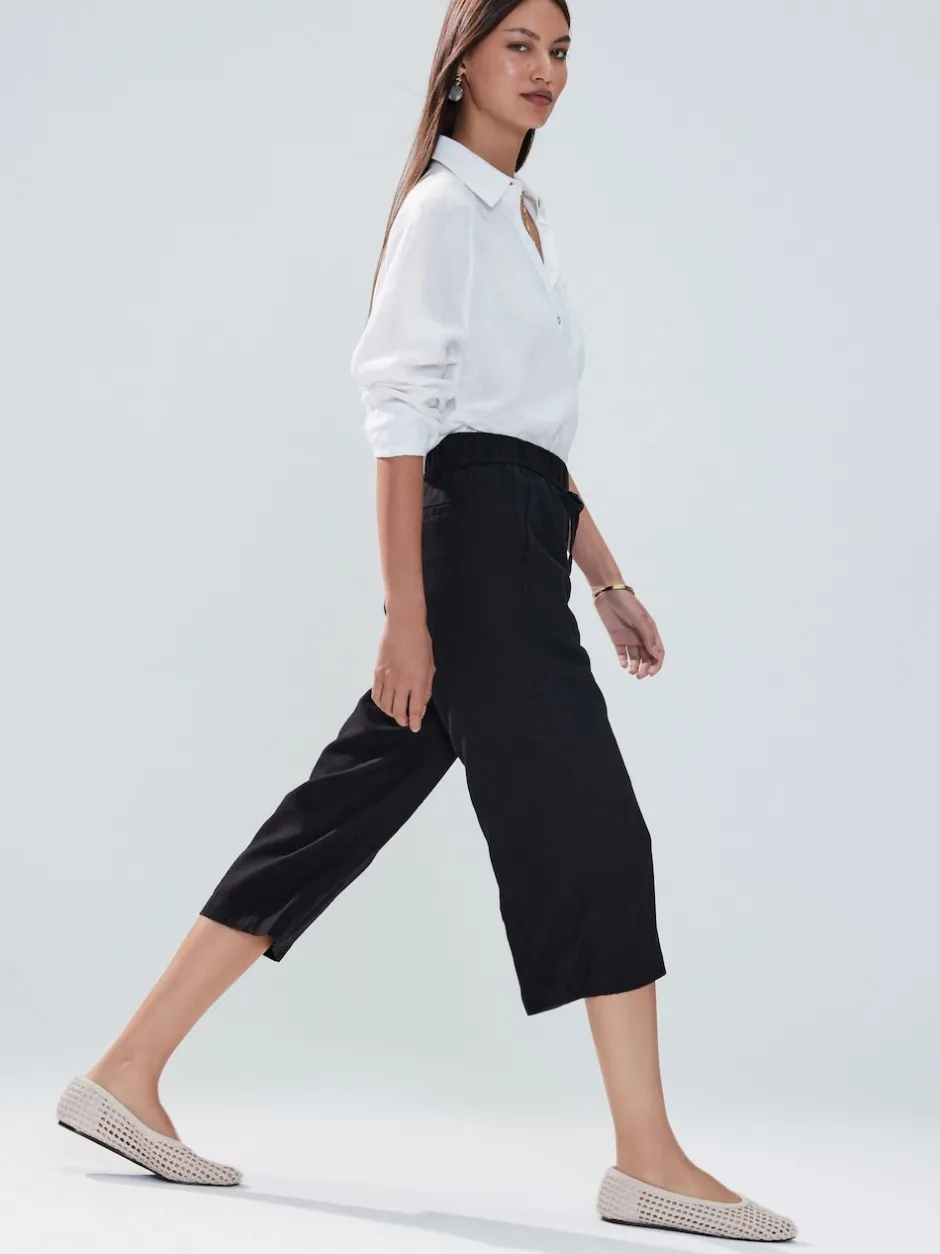Next Noir - Jupes-culottes en lin mélangé à taille nouée Outlet
