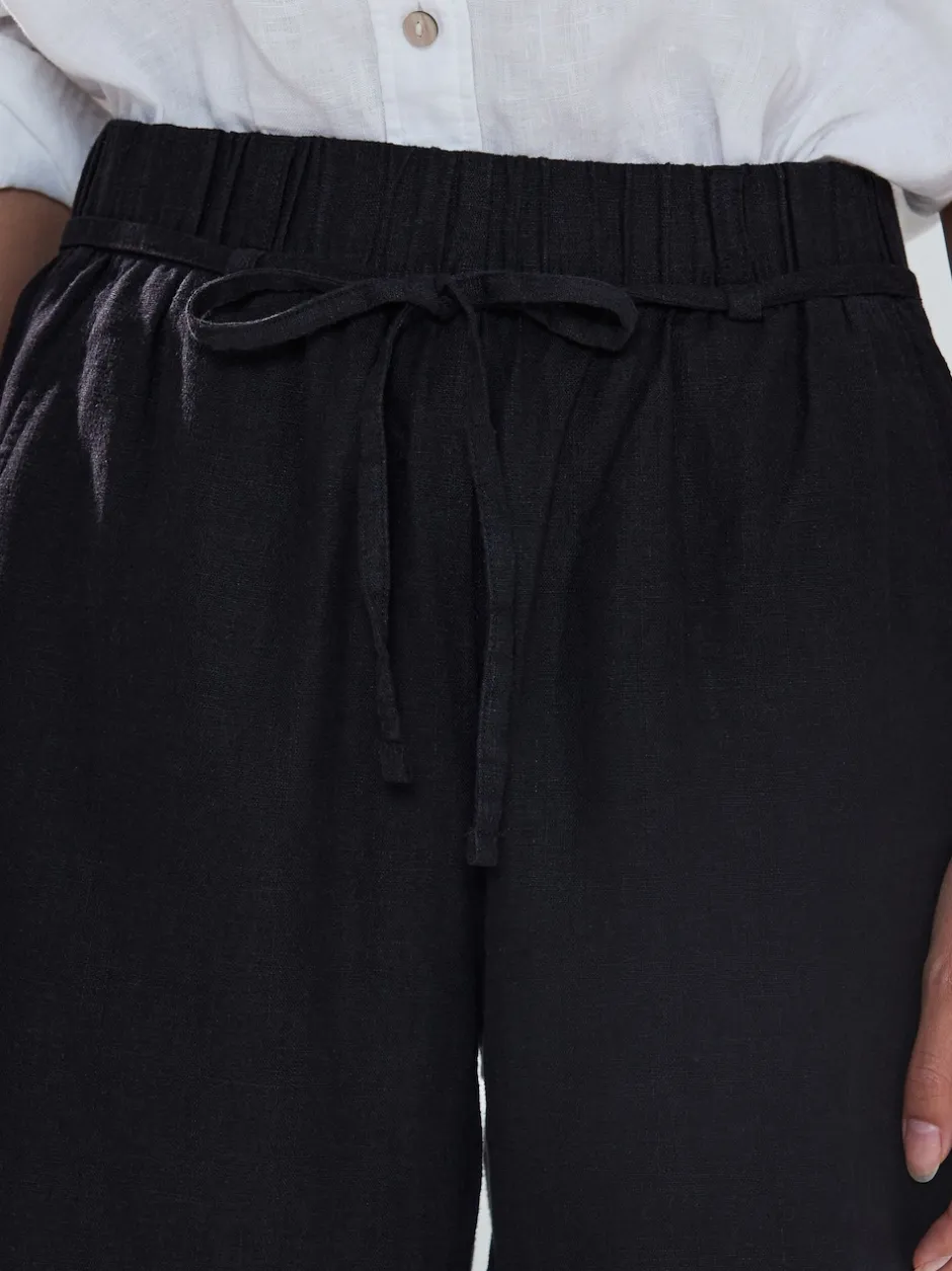 Next Noir - Jupes-culottes en lin mélangé à taille nouée Outlet
