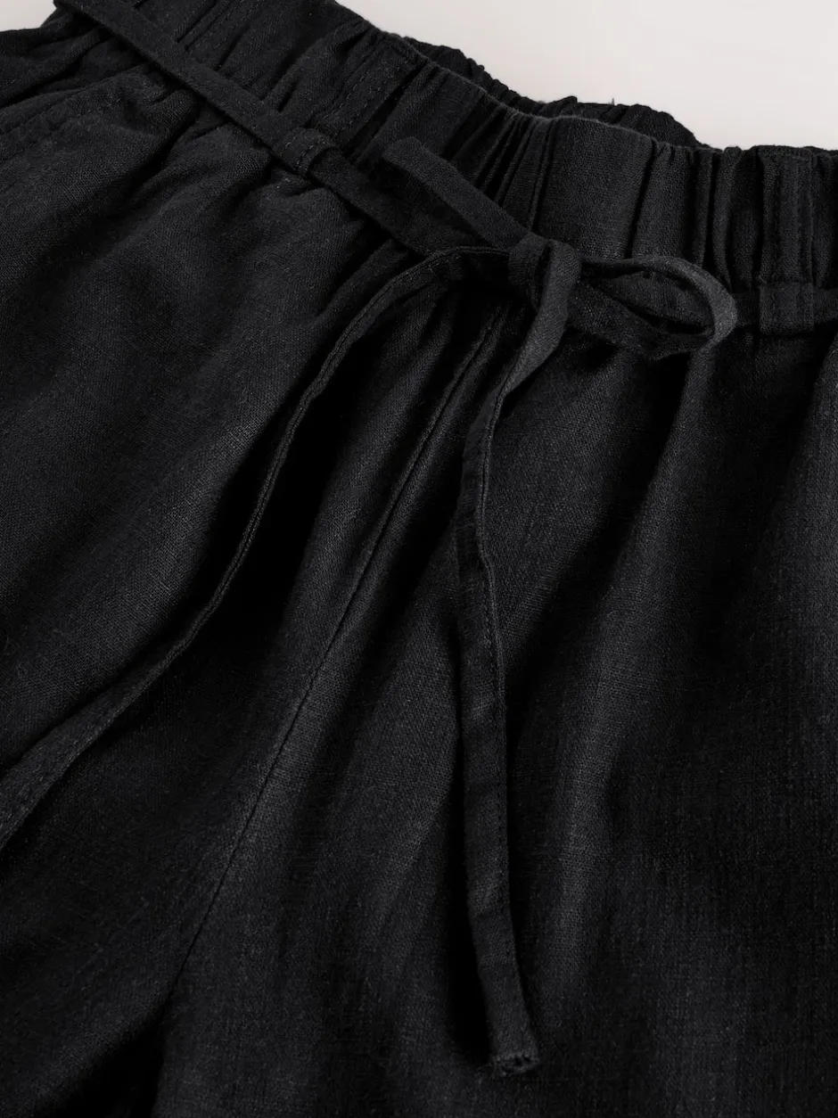 Next Noir - Jupes-culottes en lin mélangé à taille nouée Outlet