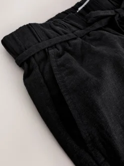 Next Noir - Jupes-culottes en lin mélangé à taille nouée Outlet