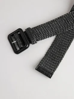Next Noir - Large ceinture effet raphia Discount