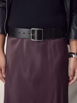 Next Noir - Large ceinture en cuir N. Premium Made In Italy Sale