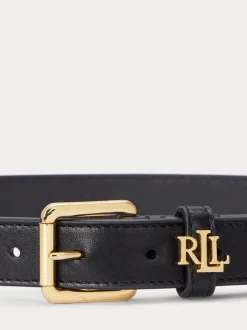 Lauren Ralph Lauren Noir - 2.5cm Ceinture réversible en cuir galet à logo