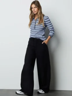 Next Noir - Linen Blend Wide Leg Pantalon Outlet