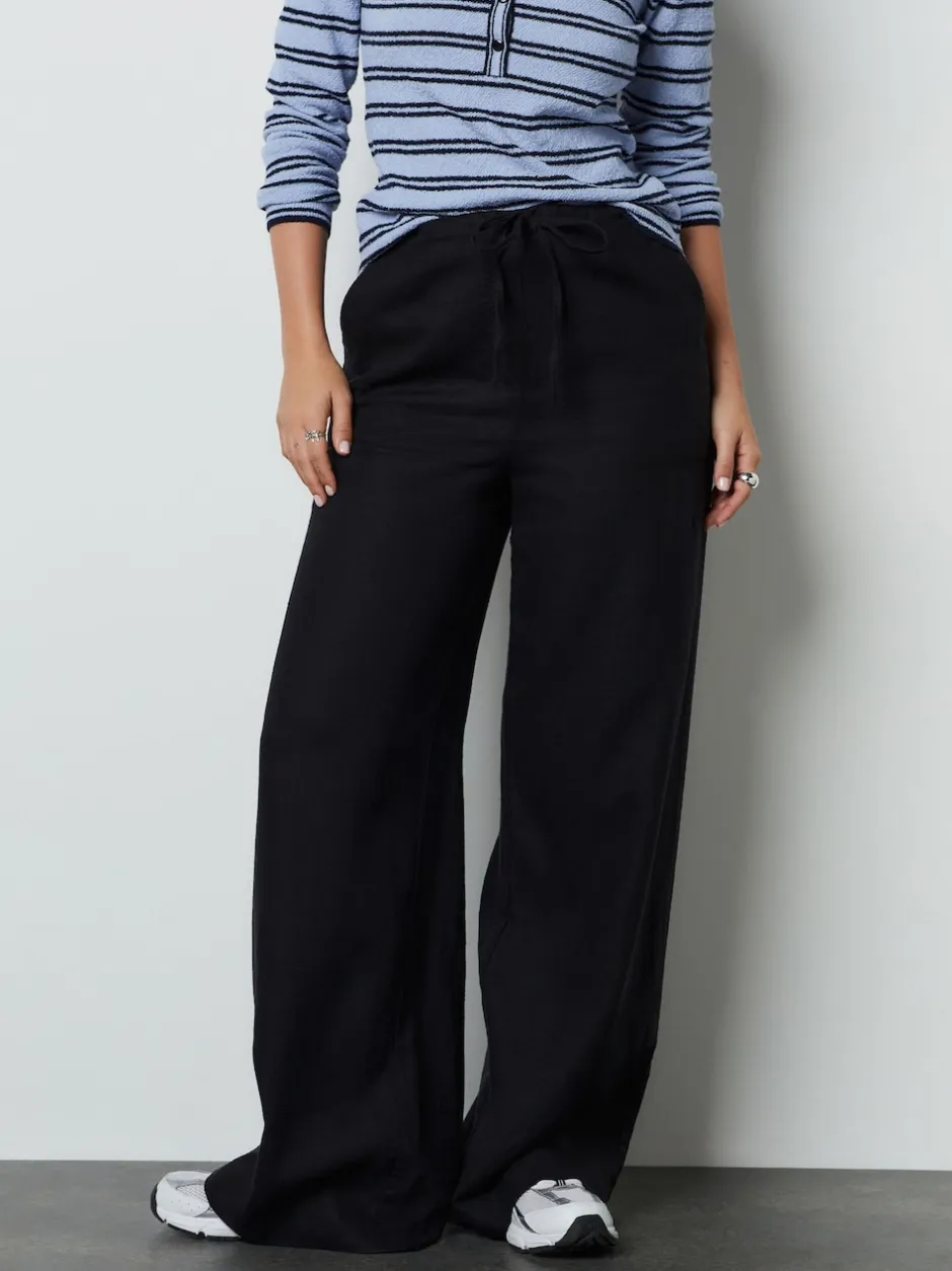 Next Noir - Linen Blend Wide Leg Pantalon Outlet