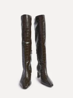 Linzi Noir - Bottes hautes à talon carré Uptown