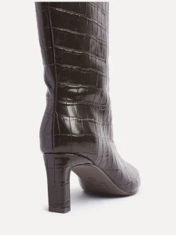 Linzi Noir - Bottes hautes à talon carré Uptown