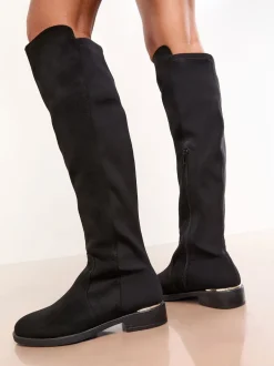 Lipsy Noir - Bottes décontractées élastiques en faux daim Discount
