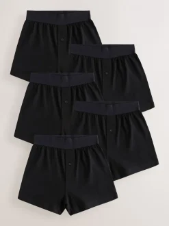 Next Noir - Lot 5 100boxers amples  % coton (1.5-16ans) Clearance