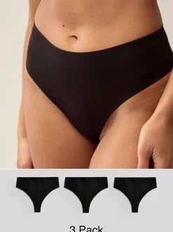 Next Noir - Lot 3 culottes invisibles et confortables String taille haute Hot