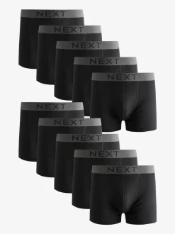 Next Noir - Lot de 10 - Boxer 100% coton Clearance