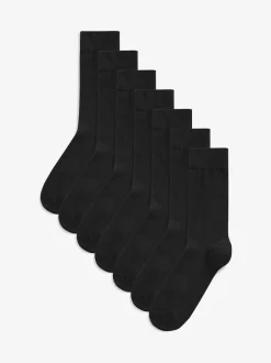 Next - Lot de 7 - Chaussettes riches en coton pour homme Noir Discount