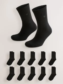 Next Noir - Lot de 10 chaussettes de sport à semelle rembourrée Online