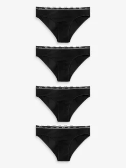 Next Noir - Lot de 4 culottes à logo en coton Bikini New