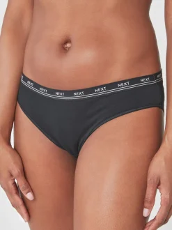 Next Noir - Lot de 4 culottes à logo en coton Bikini New