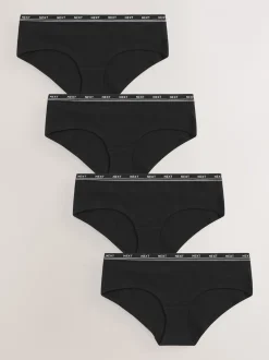 Next Noir - Lot de 4 culottes à logo en coton Court Online