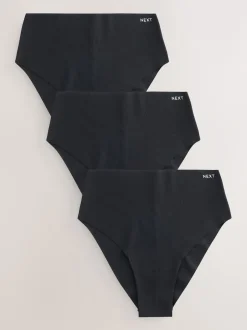Next Noir - Lot de 3 culottes en coton majoritaire sans VPL Outlet