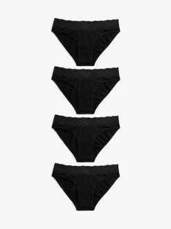 Next - Lot de 4 culottes en coton et dentelle Noir