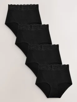 Next - Lot de 4 culottes en coton et dentelle Noir