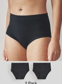 Next Noir - Lot de 2 culottes Ultimate Comfort Taille haute Clearance