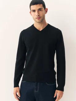 Next Noir - Lot de 2 pulls à col en V doux au toucher coupe classique