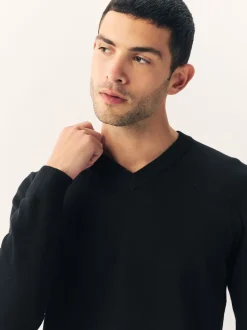 Next Noir - Lot de 2 pulls à col en V doux au toucher coupe classique