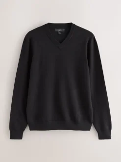 Next Noir - Lot de 2 pulls à col en V doux au toucher coupe classique