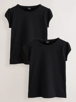Next - Lot de 2 t-shirts à manches bouffantes (3-16ans) Noir New