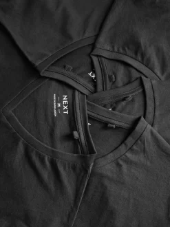 Next Noir - Lot de 5 T-shirts Col en V 100% Coton Coupe ajustée