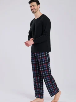 Loungeable Noir - Ensemble pyjama Carreaux en polaire Best