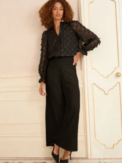 Love & Roses Noir - chemisier à manches longues à pois 3D Outlet