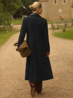 Love & Roses Noir - Manteau long à double boutonnage avec col en similicuir en PU Outlet