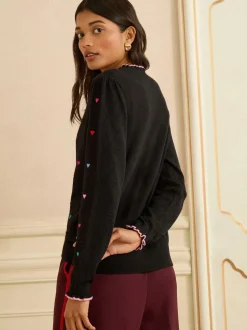 Love & Roses Noir - pull en maille brodée Best