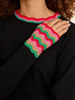 Love & Roses Noir - pull en maille à rayures arc-en-ciel ondulé Hot