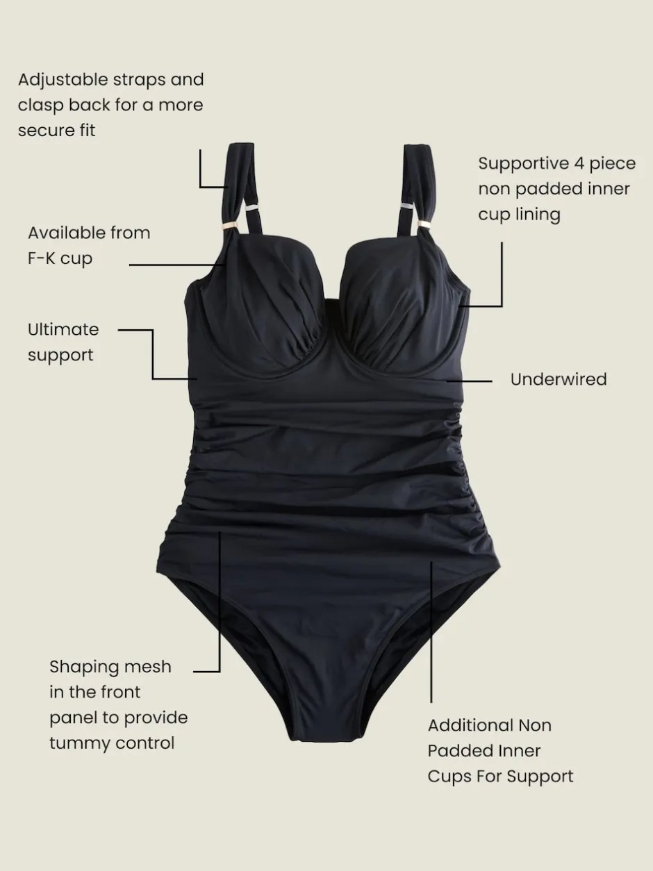 Next Noir - Maillot de bain DK à armatures avec contrôle du ventre Outlet