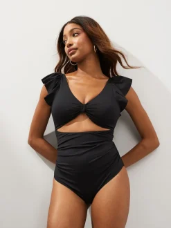 Next Noir - Maillot de bain maternité à découpes et manches à volants Best