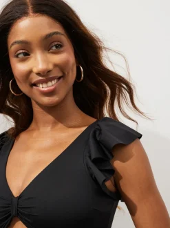 Next Noir - Maillot de bain maternité à découpes et manches à volants Best