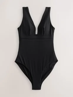 Next - Maillot de bain plongeant et galbant avec contrôle du ventre Noir Hot