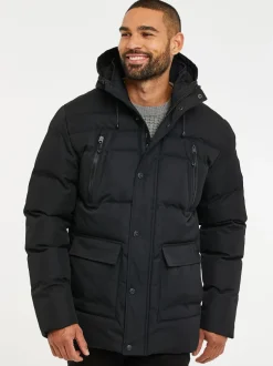 Threadbare Noir - Manteau bouffant imperméable à capuche de Online