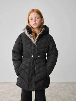 Baker by Ted Baker Noir - Manteau Ceinturé , mi-lourd, matelassé et Résistant à la douche Outlet