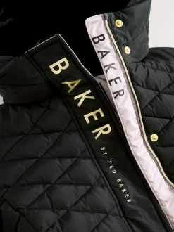 Baker by Ted Baker Noir - Manteau Ceinturé , mi-lourd, matelassé et Résistant à la douche Outlet