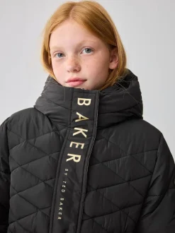 Baker by Ted Baker Noir - Manteau Ceinturé , mi-lourd, matelassé et Résistant à la douche Outlet