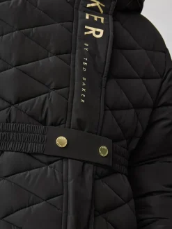 Baker by Ted Baker Noir - Manteau Ceinturé , mi-lourd, matelassé et Résistant à la douche Outlet