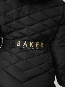 Baker by Ted Baker Noir - Manteau Ceinturé , mi-lourd, matelassé et Résistant à la douche Outlet