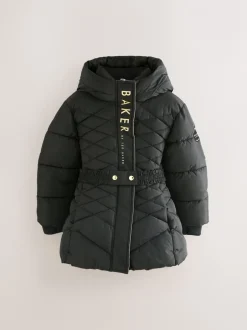 Baker by Ted Baker Noir - Manteau Ceinturé , mi-lourd, matelassé et Résistant à la douche Outlet